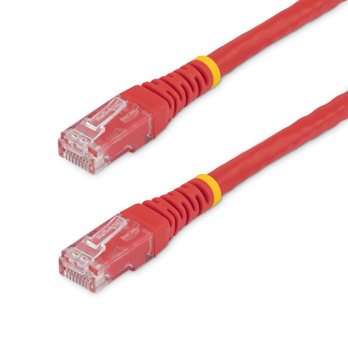 StarTech.com 2ft CAT6 Ethernet Cable - Red CAT 6 Gigabit Ethernet Wire -250MHz 100W PoE RJ45 UTP Molded Network/Patch Cord w/Strain Relief/ Individually Tested